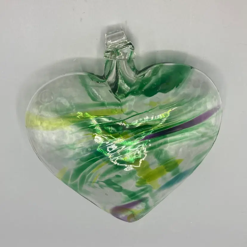 Kitras Art Glass Hand Blown Heart Hanging Suncatcher Ornament