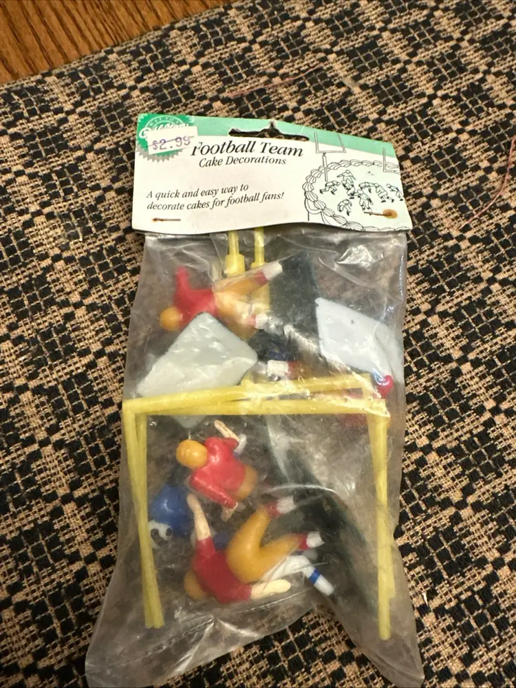 NOS  Vintage Wilton 2” Football Birthday Cake Topper Decorations 10 Pieces