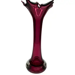 Rossi Canada Art Glass Bud Base @9 1/2” Tall Marked Valentines 2015 Cranberry Color