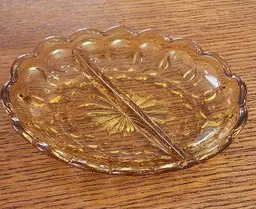 #01 Anchor Hocking Amber Divided Relish Dish