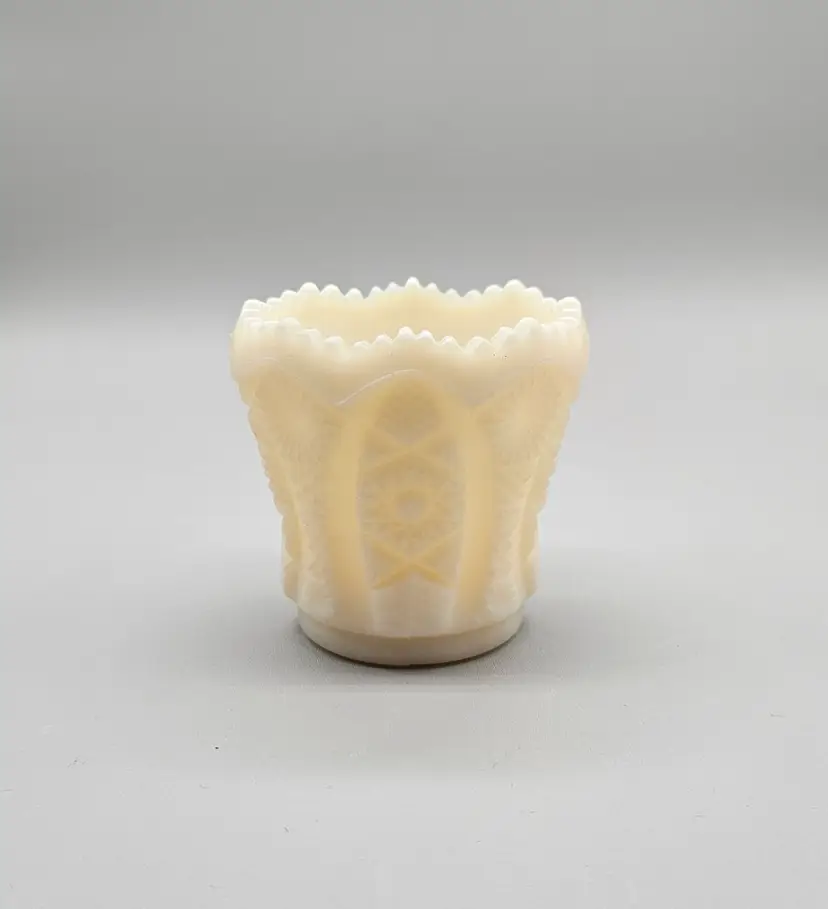 Vintage Imperial Lenox Custard Satin Glass Toothpick Holder Bellaire Octagon