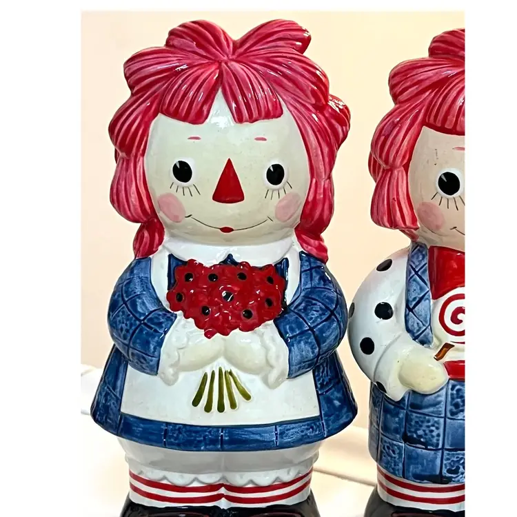 Set of 2 Fitz and Floyd Raggedy Ann & Andy Heavy Bookends Figurines 7.5 in Height