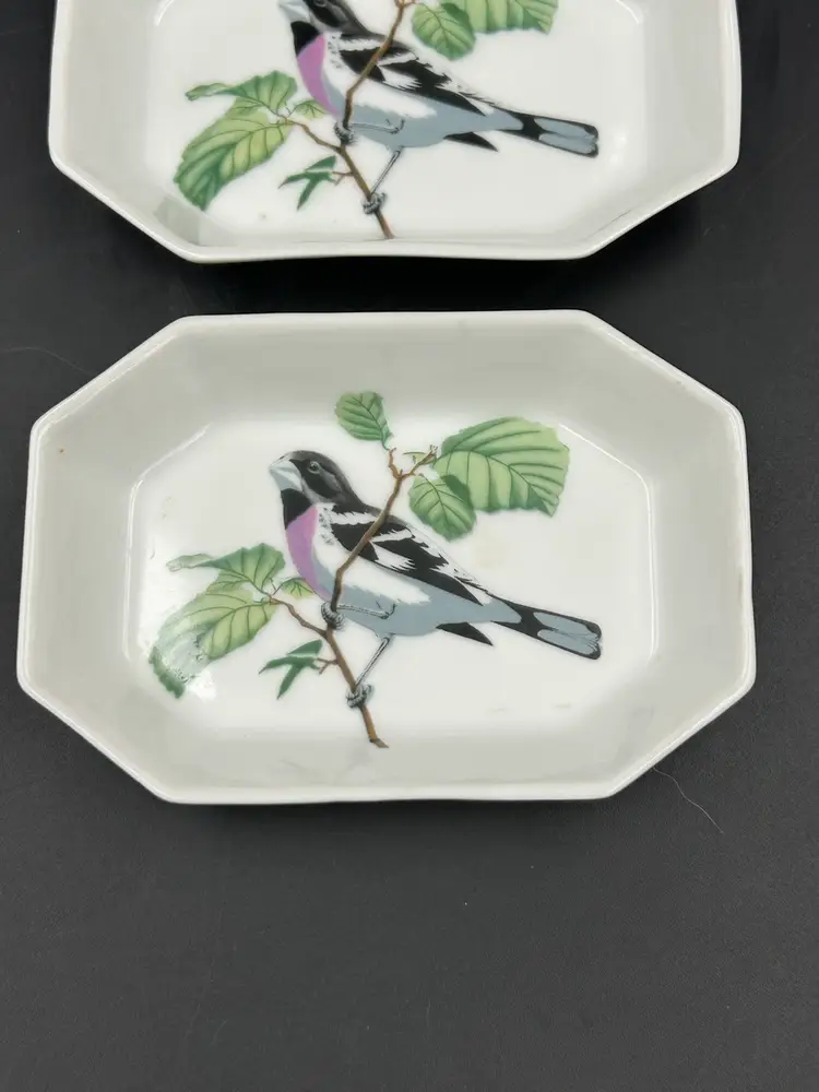 3 Vintage Porcelaine De Paris Bird Trinket Dishes