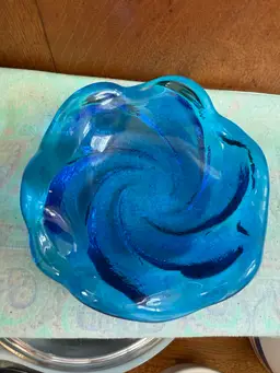 Fenton Colonial Blue Swirl Trinket Dish