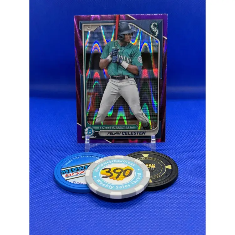 Felnin Celesten - 2024 Bowman Chrome - Seattle Mariners - Purple Raywave /250