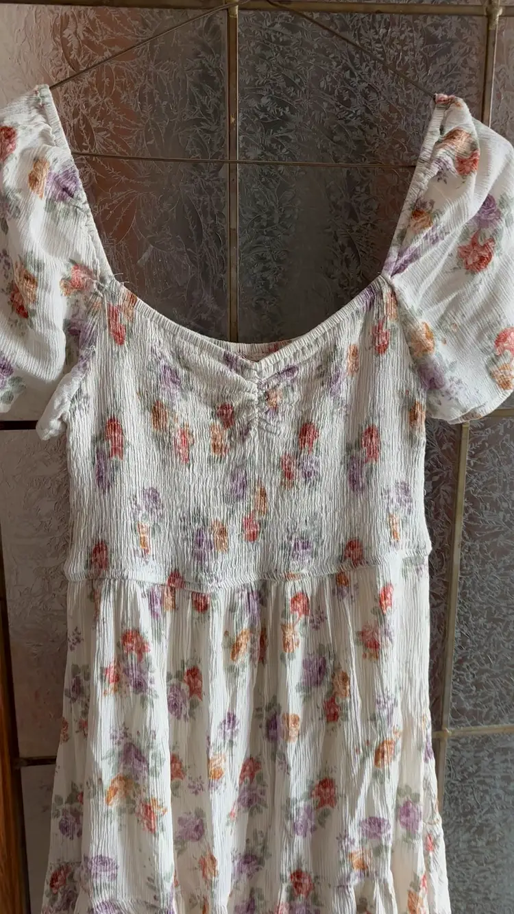 BECOOL FLORAL PRINT DRESS WITH PUFF SLEEVES SIZE L