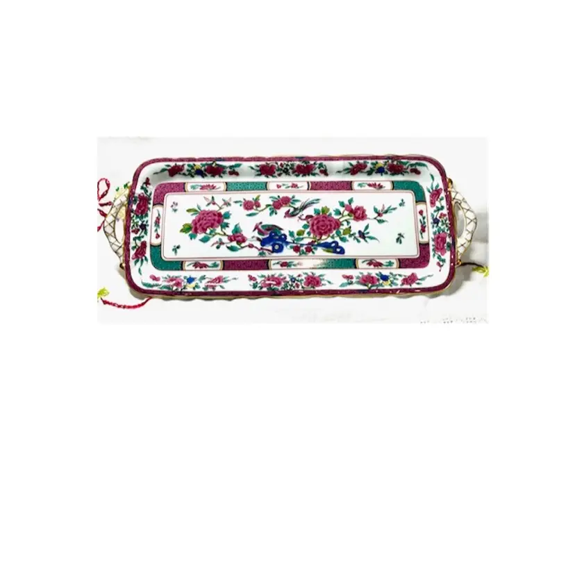 Vintage Bernadaud Limoges Serving Tray/Platter - Fine Porcelain Trimmed in Gold Made in France