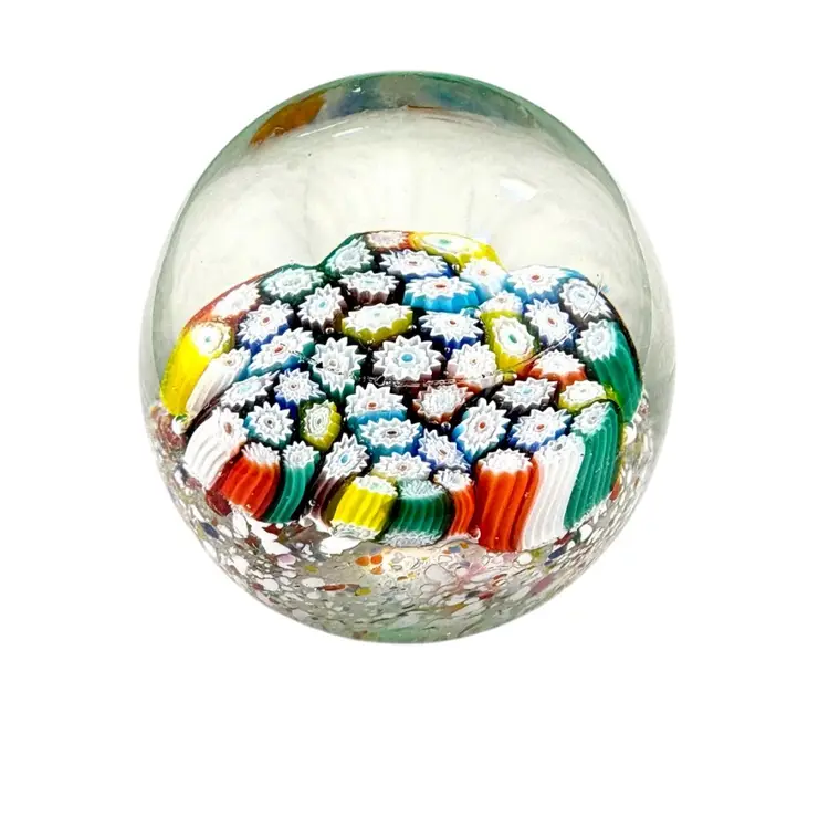 Vintage Millefiori Tight Packed Paperweight Small 2” X 2”