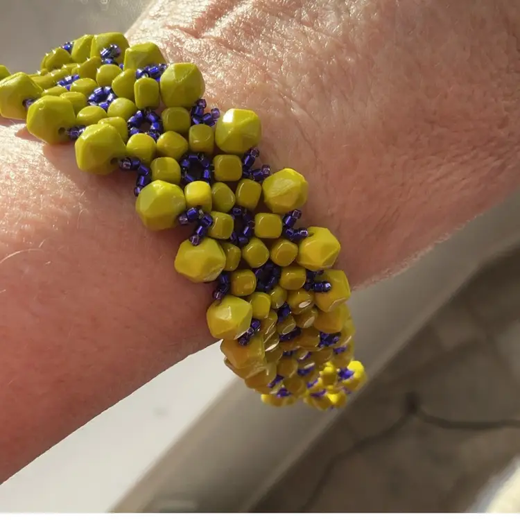 Green & Purple Bead Choker Necklace and Bracelet Set with Gold Filled Filigree Clasps Artisan Made