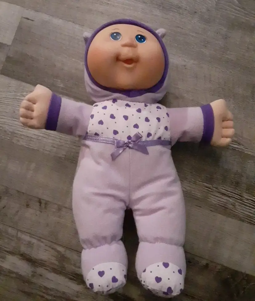 Cabbage Patch Kid Baby 1st Doll Purple Outfit Blue Eye 2009 Dimple Jakks Pacific