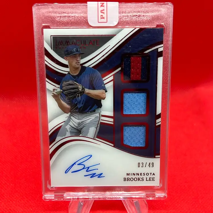 Brooks Lee 2023 Panini Immaculate Baseball Triple Relic On Card Auto /49 Minnesota Twins