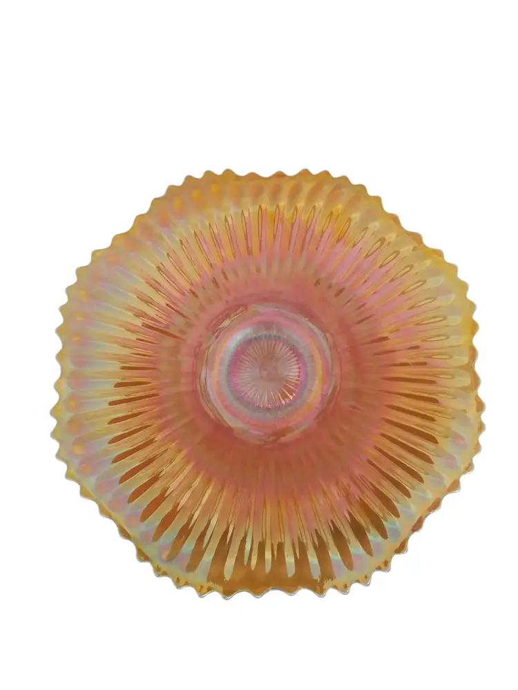 Vintage Imperial Smooth Rays Marigold Carnival Glass Footed Plate