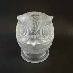 Fenton Owl Fairly Lamp 3.5” Tall Frosted Clear Glass