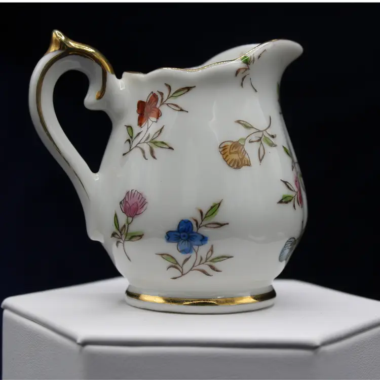 Vintage Porcelain Creamer Pitcher SAJI Fancy Japan Small Creamer Floral Pattern