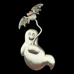 Halloween Ghost Walking Pet Bat Brooch 2.5”