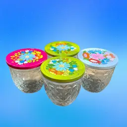 LOT Of FOUR (4) Vintage BALL Quilted Crystal Glass Jelly Jars READ