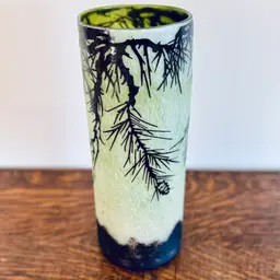 Art Noveau French Style of Emile Galle Cameo Art Glass Pine Cone Forest