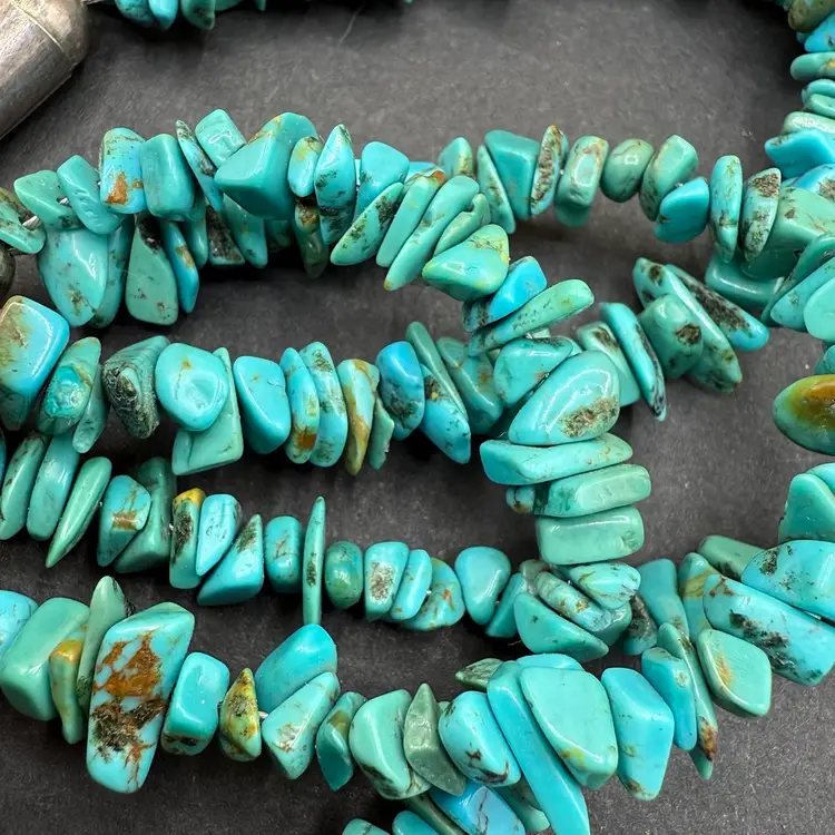 Relios Southwestern Sterling .925 And Genuine Turquoise Two Strand Necklace Extendable To 21”