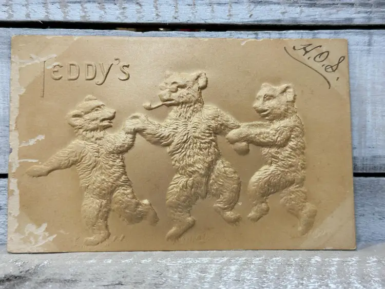 #20 Embossed Teddy's 3 Bears Post Card