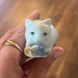 Vintage Zsolnay Porcelain Cat Yarn Trinket