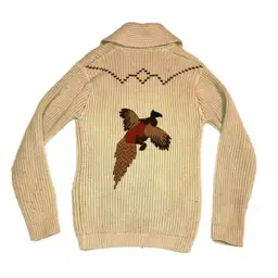 VTG Miller Outerwear Western Pheasant Cardigan Knit Sweater Hunting Outdoors XS