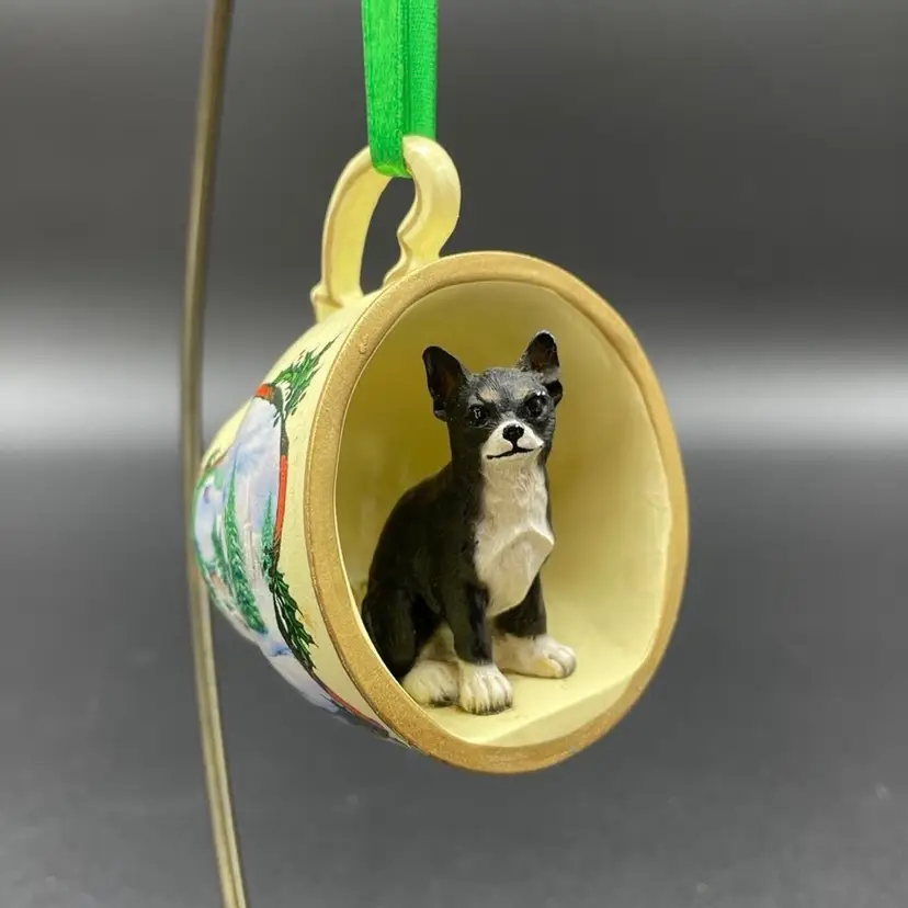 Chihuahua Teacup Christmas Holiday Hanging Ornament Puppy Dog Hound