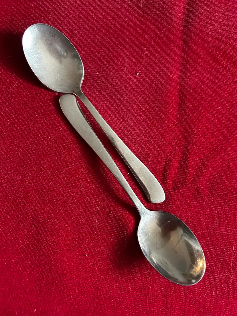 (2) Vtg MCM Saybrook Stainless Teaspoons By Wallace Silver 5-7/8”