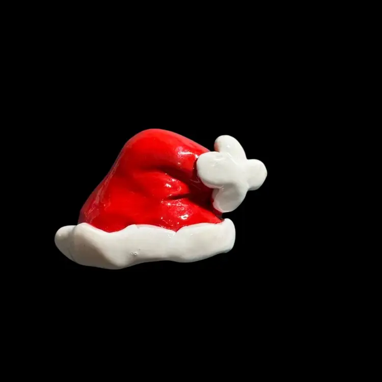 Santa Hat Wooden Brooch