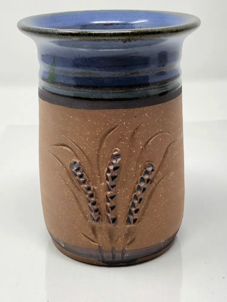 Steve Ashley Stoneware Pottery Kansas Wheat 5" Vase Signed