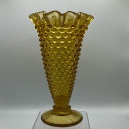 Vintage Fenton Amber Hobnail Vase