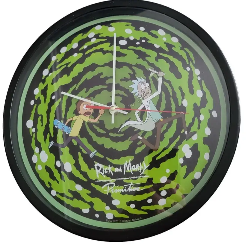 Cartoon Network Rick & Morty Primitive Wall Clock 1 AA Battery Run Metal Plastic