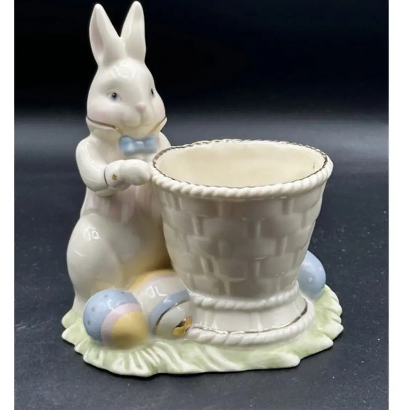 LENOX Occasions EASTER “Bunny Votive” Rabbit Basket Eggs Tealight Candle Retired