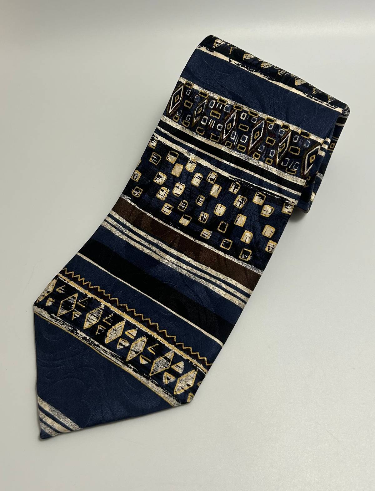 Niknax · Vintage Chez Roffe Blue, Brown, White Abstract Design Imported ...