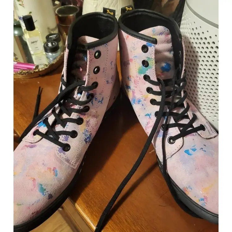 Dr Marten Pink Brushstroke Boots