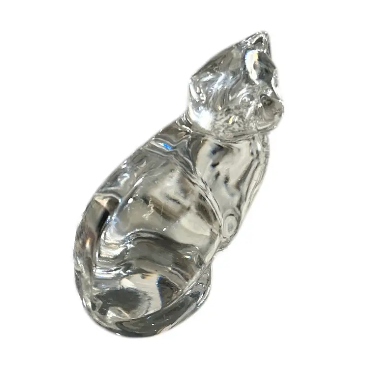 Clear Pressed Glass Art Cat Figurine