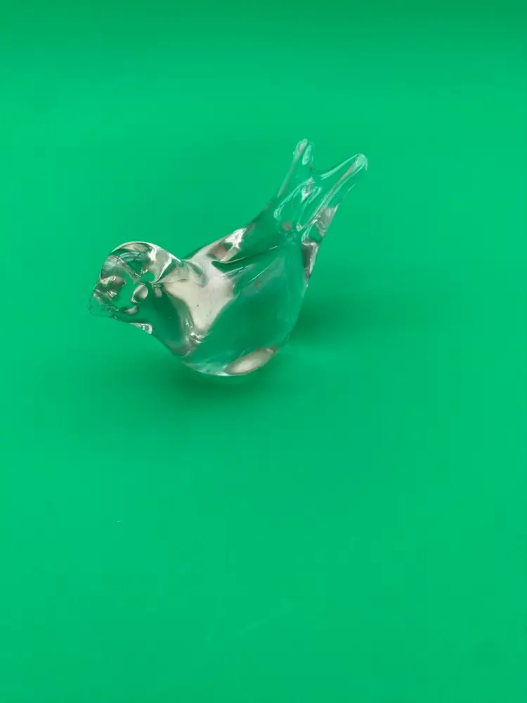 Clear Glass Bird Paperweight - 6 Ounces - 4" Long