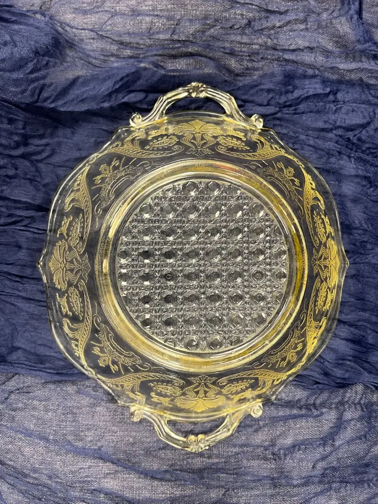 Pressed Glass Serving Bowl with Handles