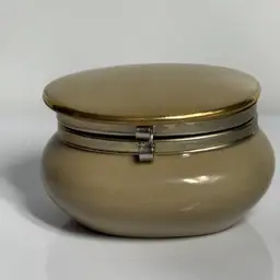 Beige Porcelain Hinged Trinket Box 3”