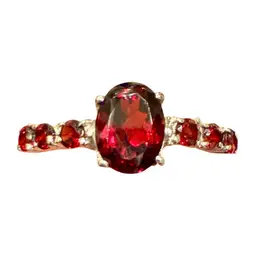 Sterling Silver STS 925 Chuck Clemency Garnet 7 Stone Ring Size 6.5, 2.1g