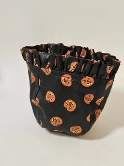 Longaberger Jack-O-Lantern Pumpkin Fabric Liner - Small Square Size Black Orange