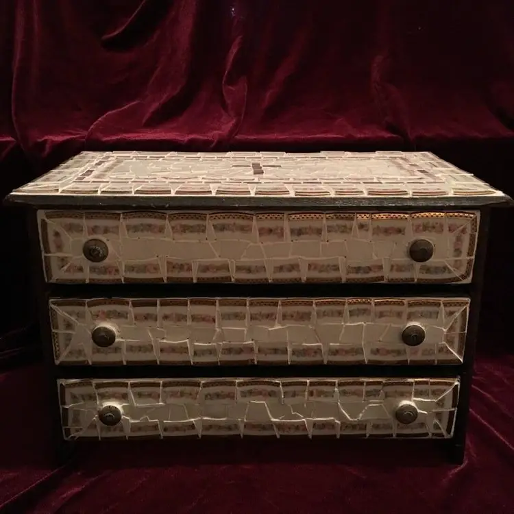 GLORY DAYS Mosaic Chest of Drawers, old-fashioned child's chest of drawers, original mosaic art, beautiful home decor, Christmas gift