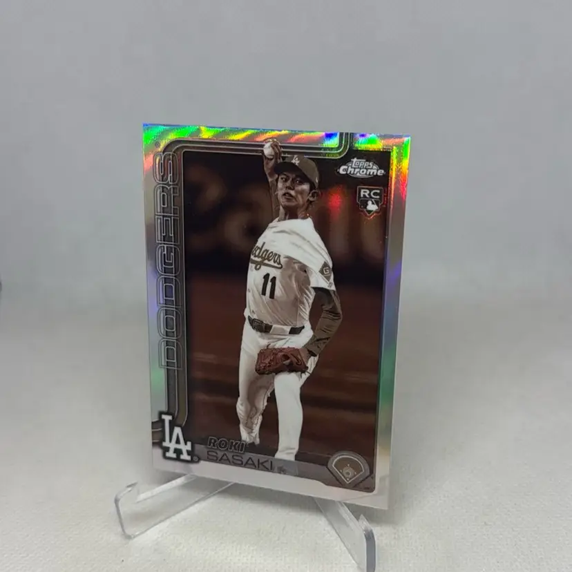 2025 Topps Chrome #217 Roki Sasaki Sepia Refractor RC Los Angeles Dodgers