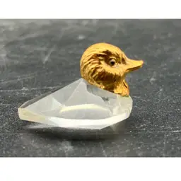 BIN - Small Glass Crystal Duck Metal Head 1” Glows!