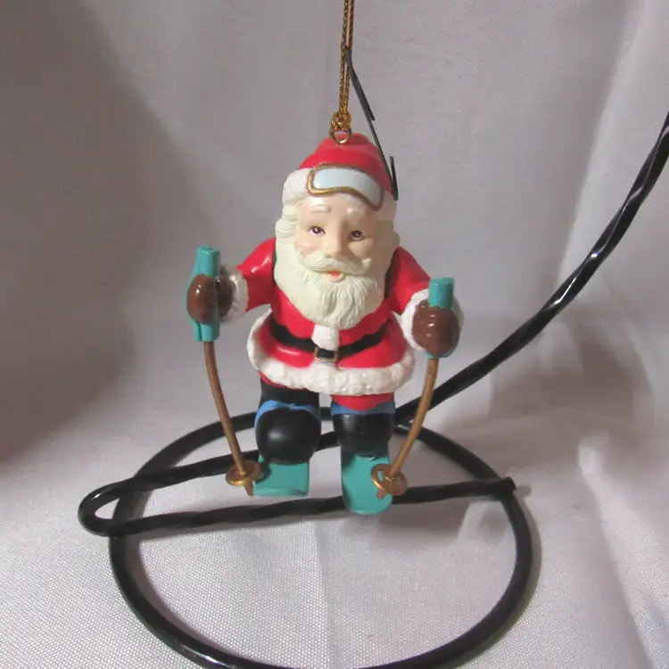 Plastic Skiing Santa Christmas Ornament