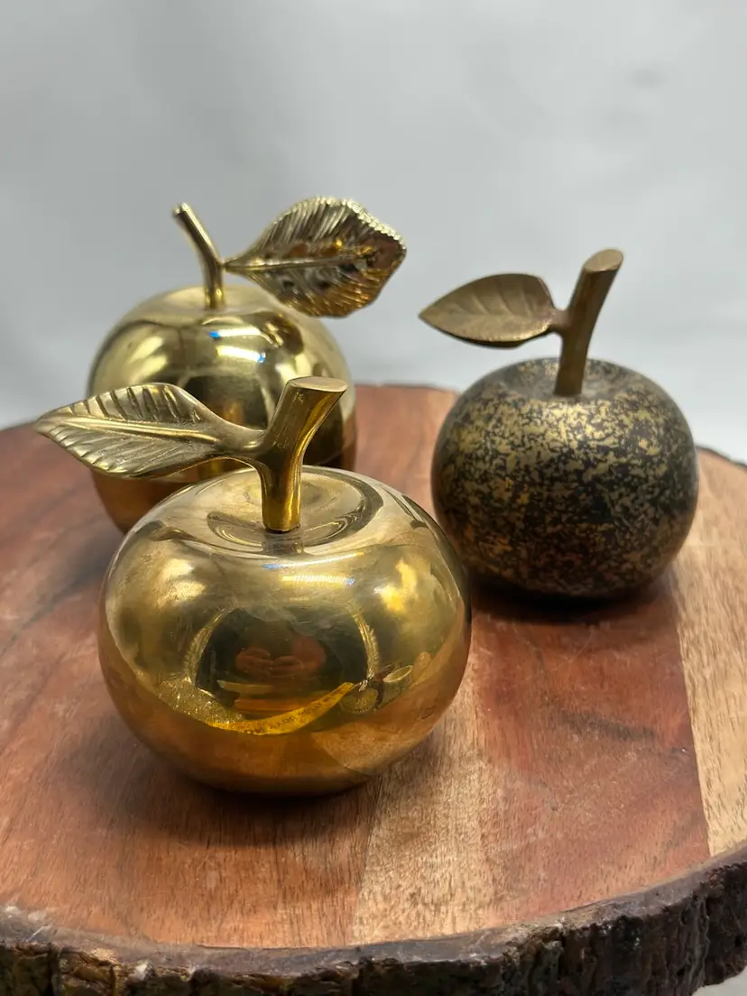 Vintage Brass Apples Bells And Lidded Trinket Lot