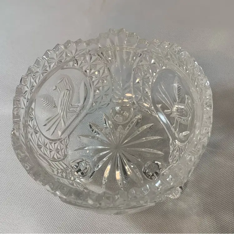 Hofbauer Crystal Candy Dish Sawtooth Edges 2 Inch Tall
