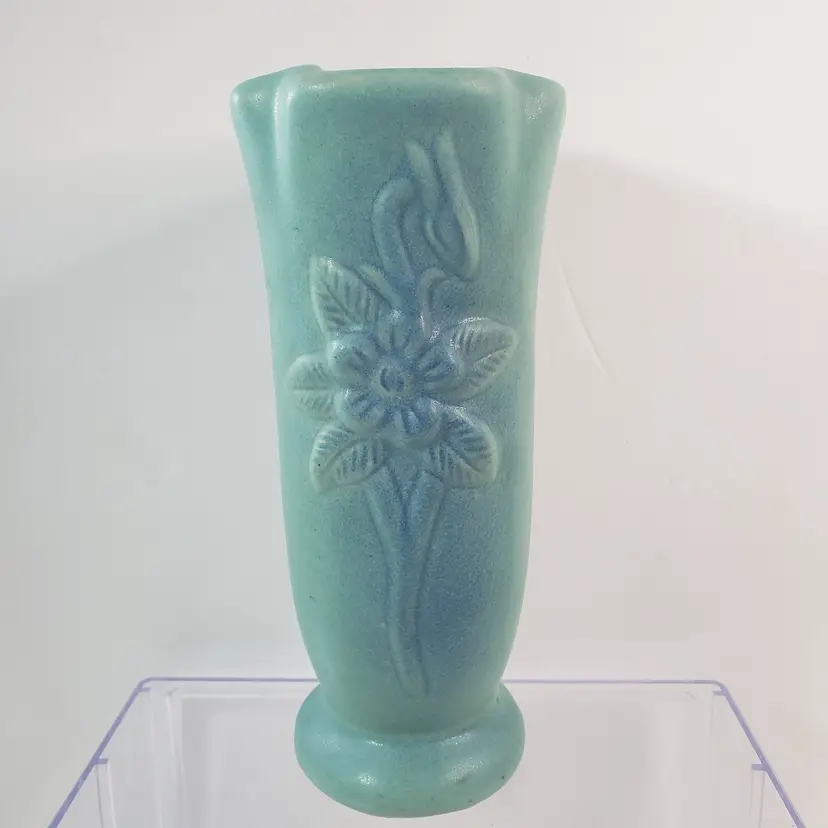 Van Briggle Pottery  8.5"  Blue Columbine Flower Vase Turquoise