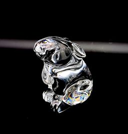 Vintage BACCARAT CLEAR CRYSTAL BUNNY RABBIT FIGURINE PAPERWEIGHT 3”TALL France