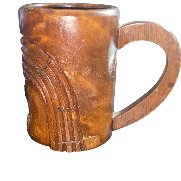 Original Vintage 70s Hawaiian Wooden Tiki Mug