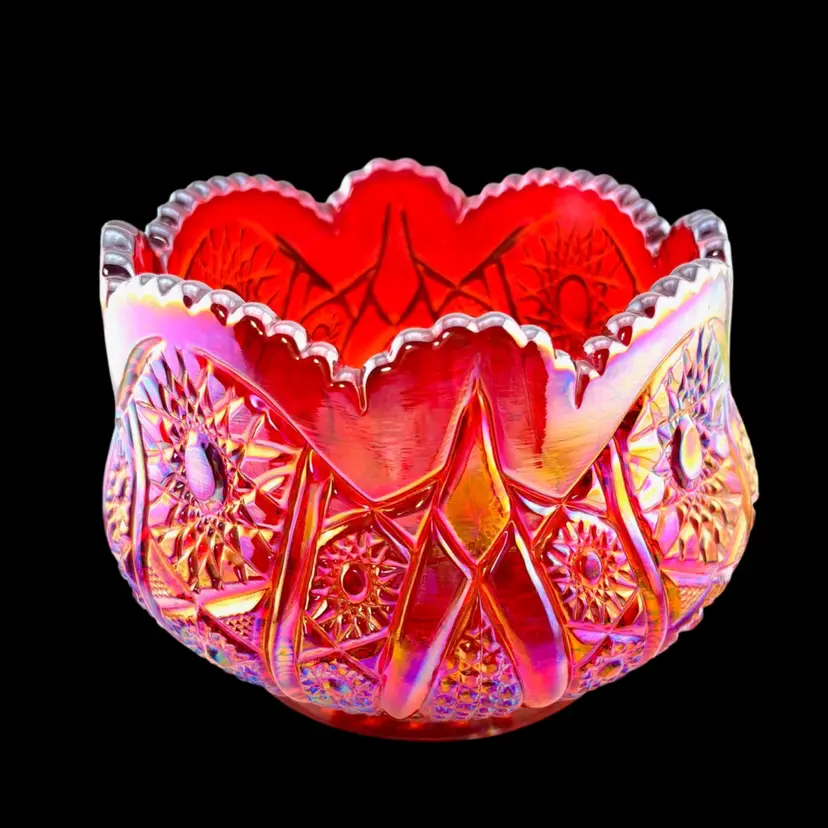 Vintage Indiana Glass Heirloom Series Iridescent/Glower Bowl - 4.5" Tall x 5.5" Wide